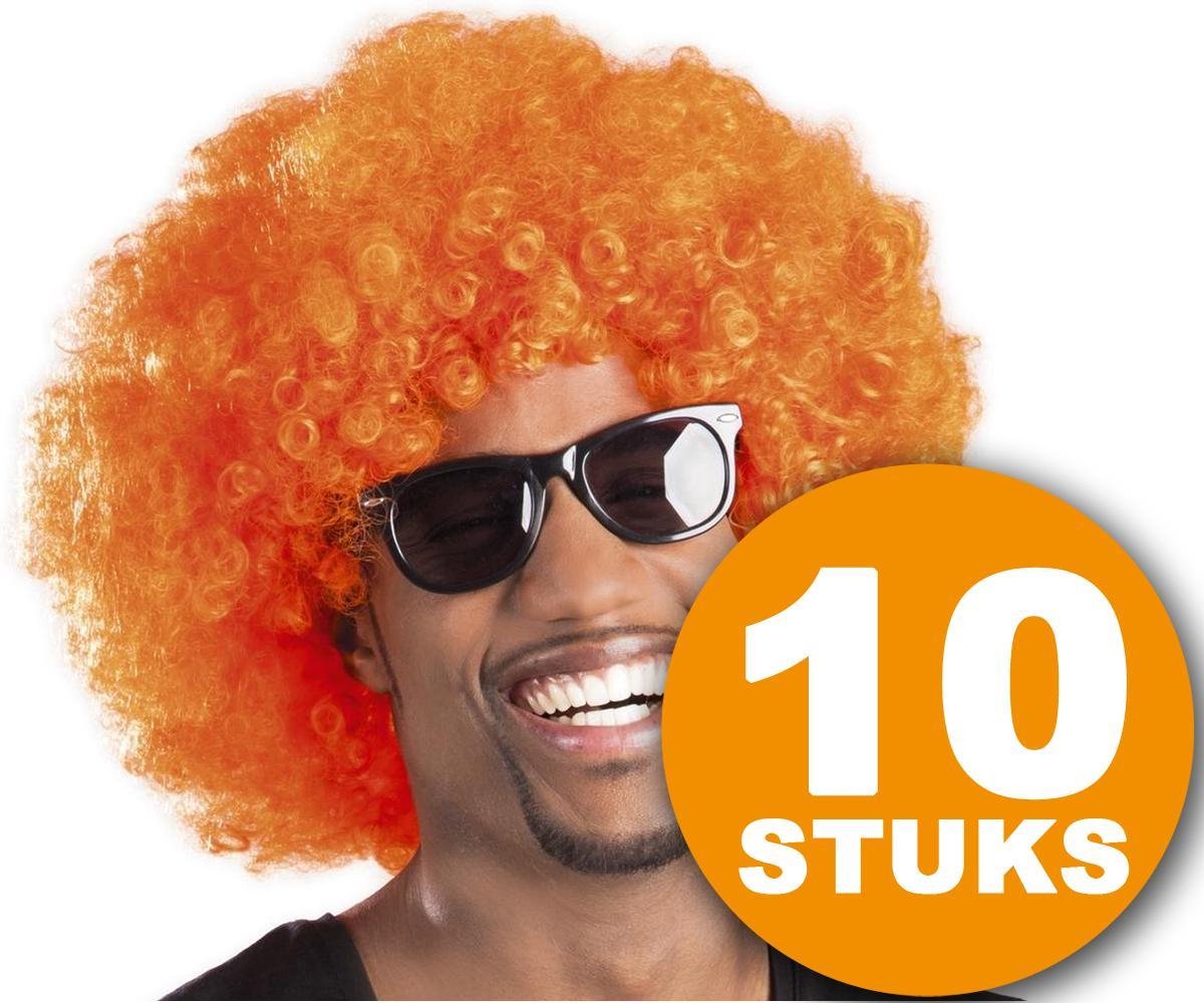 Oranje Pruik | 10 stuks Oranje Feestpruik 
